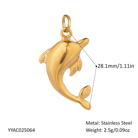 Wholesale Small Animal Accessories Pendant Ocean Style High End Cute Elegant Stainless Steel Waterproof With Sea Life Pattern Pvd Vacuum Real Gold Electroplating