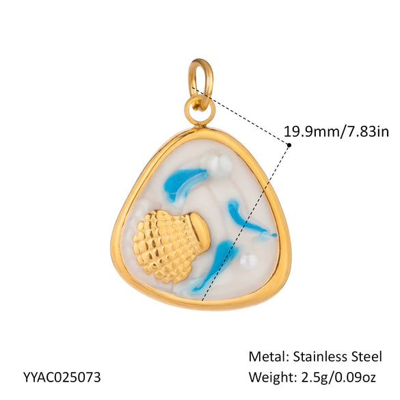 Wholesale Small Animal Accessories Pendant Ocean Style High End Cute Elegant Stainless Steel Waterproof With Sea Life Pattern Pvd Vacuum Real Gold Electroplating