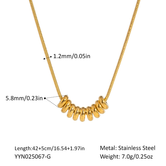 Wholesale Small Beaded Snake Chain Stainless Steel Necklace For Women With Geometric Design And Pvd Furnace Vacuum Real Gold Plating