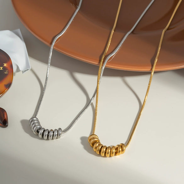 Wholesale Small Beaded Snake Chain Stainless Steel Necklace For Women With Geometric Design And Pvd Furnace Vacuum Real Gold Plating