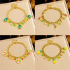 Wholesale Small Fresh Cartoon Fruit Pendant Stainless Steel Bracelet With Color Oil And Electroplating