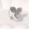 Wholesale Small Fresh Leaf Stainless Steel Open Ring Electroplated