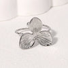 Wholesale Small Fresh Leaf Stainless Steel Open Ring Electroplated