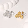 Wholesale Small Fresh Leaf Stainless Steel Open Ring Electroplated