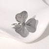 Wholesale Small Fresh Style Electroplated Stainless Steel Flower Pattern Ring For Women