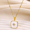 Wholesale Small Fresh White Sea Shell Star Moon Stainless Steel 18K Gold Plated Butterfly Pendant Necklace Unisex