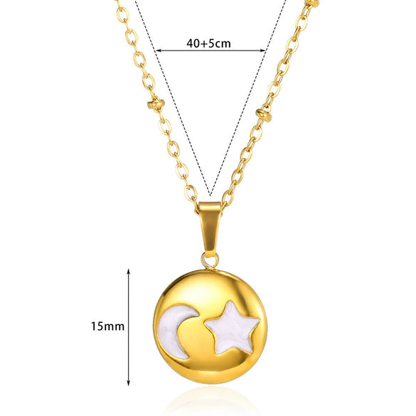Wholesale Small Fresh White Sea Shell Star Moon Stainless Steel 18K Gold Plated Butterfly Pendant Necklace Unisex