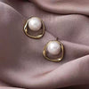 Wholesale Small Pearl Stud Earrings With 925 Silver Needles And Mosquito Coil Ear Clips Geometric Alloy Earrings Set With Pearls Simple Style