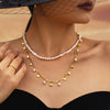 Wholesale Small Shell Geometric Freshwater Pearl Stainless Steel Necklace With Electroplating Creative Design For Women