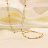 Wholesale Small Square Double Layer Titanium Steel Electroplated Snake Bone Chain Necklace For Women