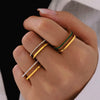 Wholesale Small Square Hollow Ring With Zircon Stainless Steel Geometric Pattern Electroplating For Women Fashion Ol Style Niche Design Sense