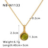 Wholesale Small Stainless Steel And Titanium Steel Pendant Necklace With Inlaid Cat's Eye Stone In Heart And Geometric Shapes 18K Vacuum Plated In Furnace For Women