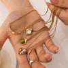 Wholesale Small Stainless Steel And Titanium Steel Pendant Necklace With Inlaid Cat's Eye Stone In Heart And Geometric Shapes 18K Vacuum Plated In Furnace For Women