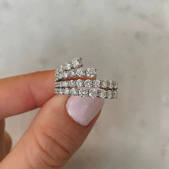 Wholesale Small Zircon Inlaid Copper Geometric Ring Stackable Allmatch For Women