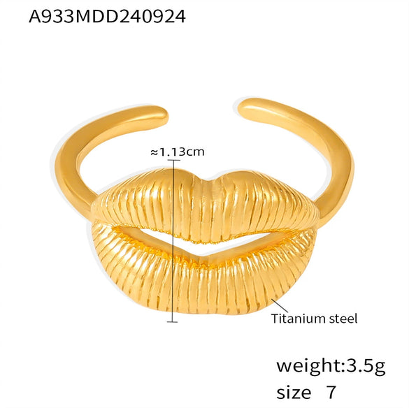 Wholesale Smile Lip Ring Titanium Steel Pvd Electroplated Opening Adjustable Ring Geometric Style