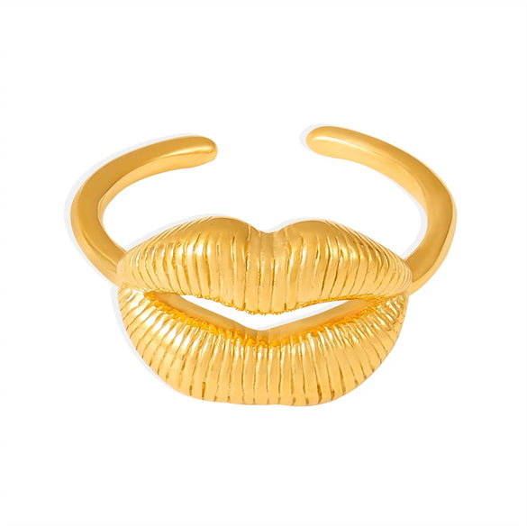 Wholesale Smile Lip Ring Titanium Steel Pvd Electroplated Opening Adjustable Ring Geometric Style