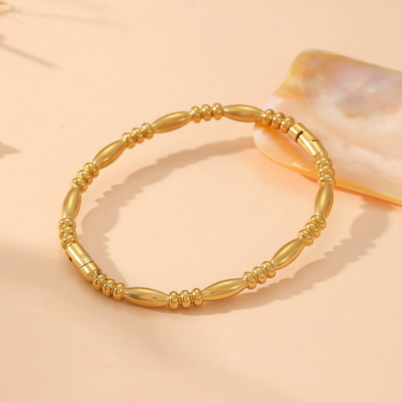 Wholesale Smooth Buckle Bamboo Style Titanium Steel Bracelet With Electroplating