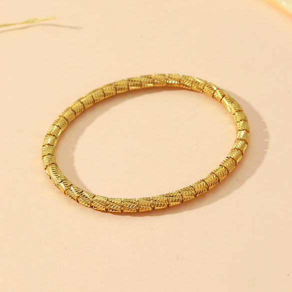 Wholesale Smooth Buckle Bamboo Style Titanium Steel Bracelet With Electroplating