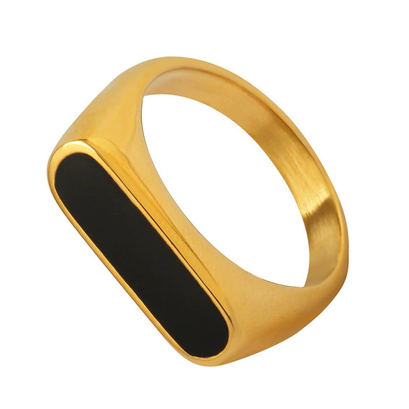 Wholesale Smooth Geometric Drop Element Ring For Women Titanium Steel With 18K Gold Electroplated Finish