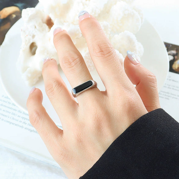 Wholesale Smooth Geometric Drop Element Ring For Women Titanium Steel With 18K Gold Electroplated Finish