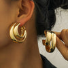 Wholesale Smooth Metal Cshaped Double Earrings In Exaggerated Ins Style With Goldplated Electroplating For Women