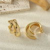 Wholesale Smooth Metal Cshaped Double Earrings In Exaggerated Ins Style With Goldplated Electroplating For Women