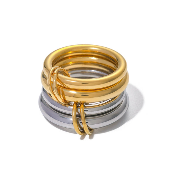 Wholesale Smooth Metal Two Piece Unisex Ring Made Of Stainless Steel With Electroplating Treatment