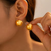 Wholesale Smooth Round Bean Shaped Niche Earrings In Titanium Steel With 18K Gold Plated Electroplating For Women
