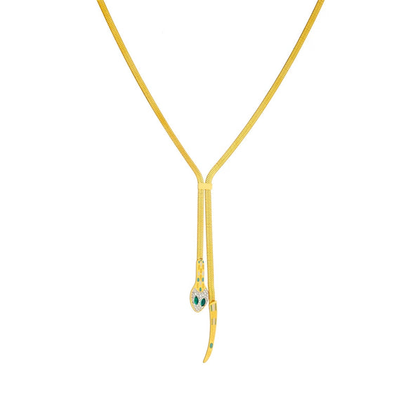 Wholesale Snake Bone Chain Ladies Necklace Stainless Steel Gold Plated Animal Zodiac Style