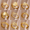 Wholesale Snake Clover Devil's Eye Ring Stainless Steel 18K Gold Plated Geometric Style Electroplating Unisex