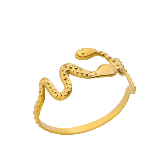 Wholesale Snake Clover Devil's Eye Ring Stainless Steel 18K Gold Plated Geometric Style Electroplating Unisex