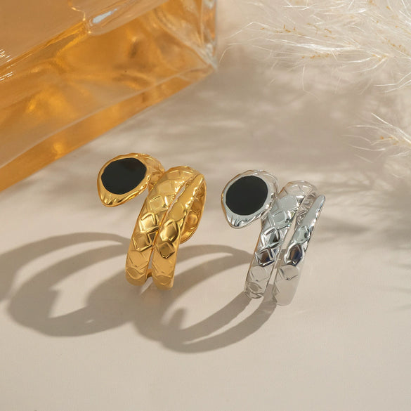 Wholesale Snake Geometric Ring High End Non Fading Adjustable Stainless Steel Hand Jewelry With Electroplating For Women