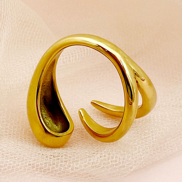 Wholesale Snake Open Ring Stainless Steel 14K Gold Plated Geometric Animal Style Women's Ring