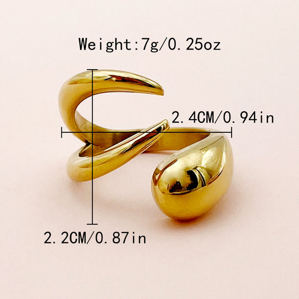 Wholesale Snake Open Ring Stainless Steel 14K Gold Plated Geometric Animal Style Women's Ring