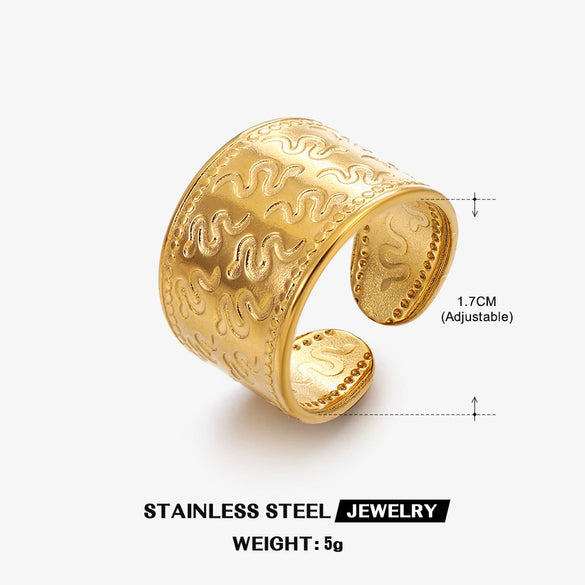 Wholesale Snake Ring Stainless Steel Animal Zodiac Style 18K Gold Plated For Women
