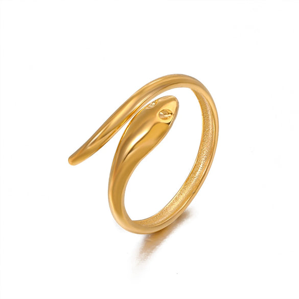 Wholesale Snake Ring Stainless Steel 18K Gold Plated Animal Zodiac Style For Ladies