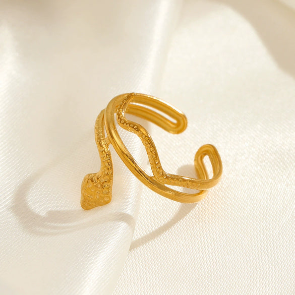 Wholesale Snake Ring Stainless Steel 18K Gold Plated Animals Zodiac Punk Style For Women