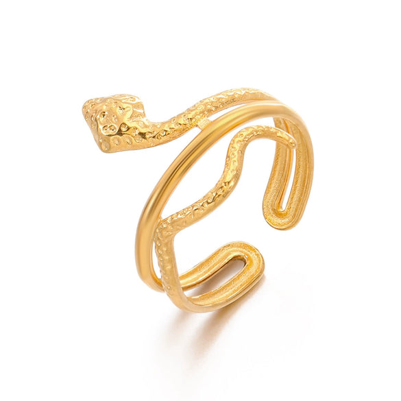 Wholesale Snake Ring Stainless Steel 18K Gold Plated Animals Zodiac Punk Style For Women