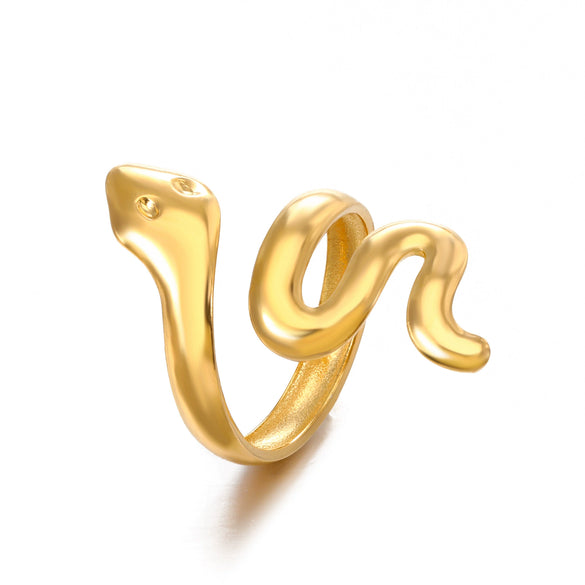 Wholesale Snake Ring Stainless Steel 18K Gold Plated Hip Hop Punk Style Opening Adjustable