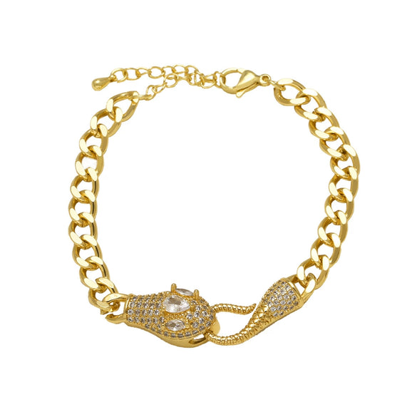 Wholesale Snake Shape Chain Bracelet Copper Gold Plated Electroplated With Geometric Pattern For Women And Unisex