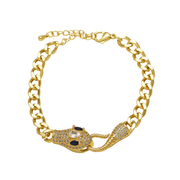 Wholesale Snake Shape Chain Bracelet Copper Gold Plated Electroplated With Geometric Pattern For Women And Unisex