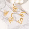 Wholesale Snake Shaped Opening Stainless Steel Personality Ring With Pvd Furnace Vacuum Real Gold Plating And Geometric Pattern