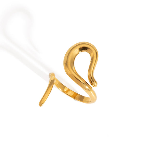 Wholesale Snake Shaped Opening Stainless Steel Personality Ring With Pvd Furnace Vacuum Real Gold Plating And Geometric Pattern