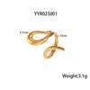 Wholesale Snake Shaped Opening Stainless Steel Personality Ring With Pvd Furnace Vacuum Real Gold Plating And Geometric Pattern