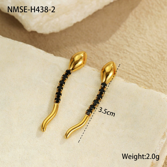 Wholesale Snake Zodiac Animal Style Stainless Steel 18K Electroplated Diamond Earrings And Necklace Set