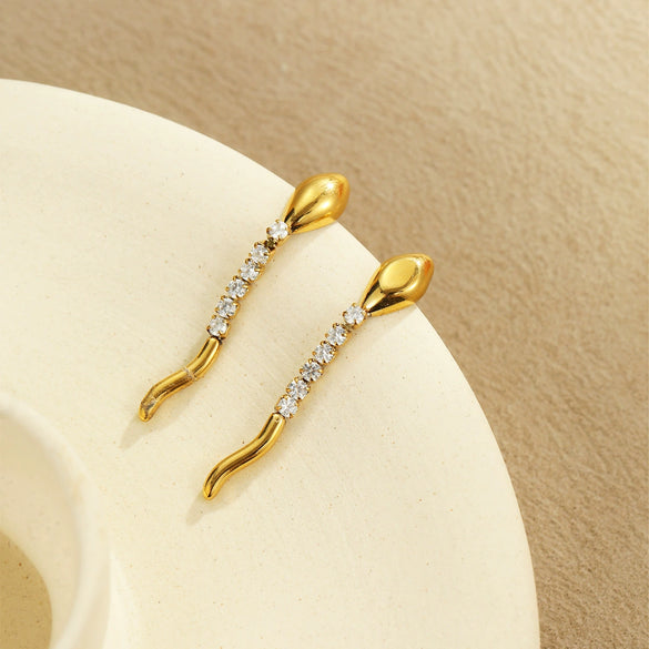 Wholesale Snake Zodiac Animal Style Stainless Steel 18K Electroplated Diamond Earrings And Necklace Set