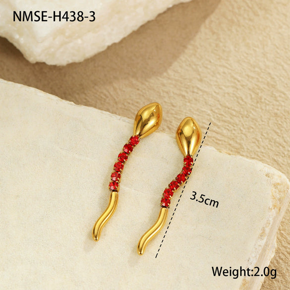 Wholesale Snake Zodiac Animal Style Stainless Steel 18K Electroplated Diamond Earrings And Necklace Set