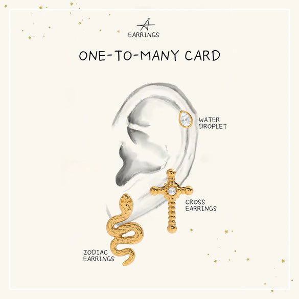 Wholesale Snakeshaped Electroplated Stainless Steel Earrings With Geometric And Zodiac Patterns For Women