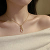 Wholesale Snakeshaped Geometric Horseshoe Pendant Titanium Steel Necklace With Zircon Design For Women