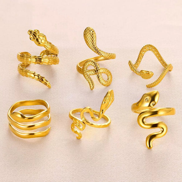 Wholesale Snakeshaped Stainless Steel Ring With Electroplating Geometric And Animal Zodiac Design